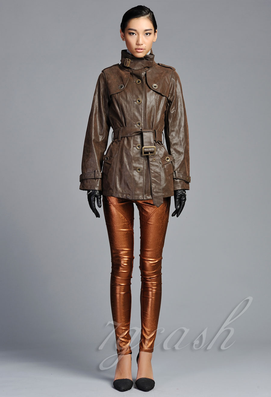 By13 2013 Women slim waist medium-long scrub retro finishing leather clothing outerwear - 0.92