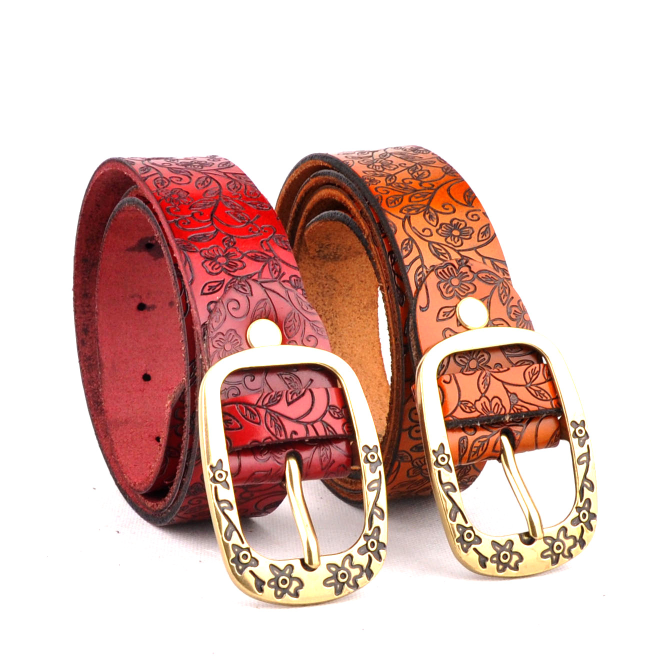 Bywoky women's casual fashion genuine leather cowhide japanese word buckle strap belt female