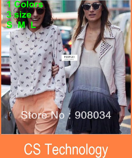 [C-226]2013 womens shirt,long sleeve casual women's shirt/printed leopard,chiffon Blouse Free shipping