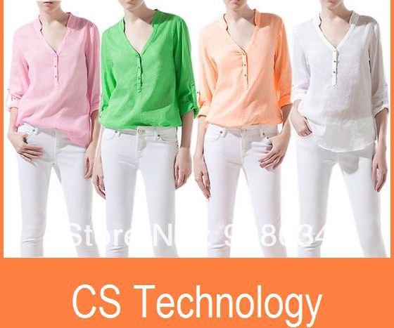 [C-243]2013 NEW HOT! WOMENS LONG SLEEVE V-NECK STUDS CHIFFON SHIRT BLOUSE Free shipping