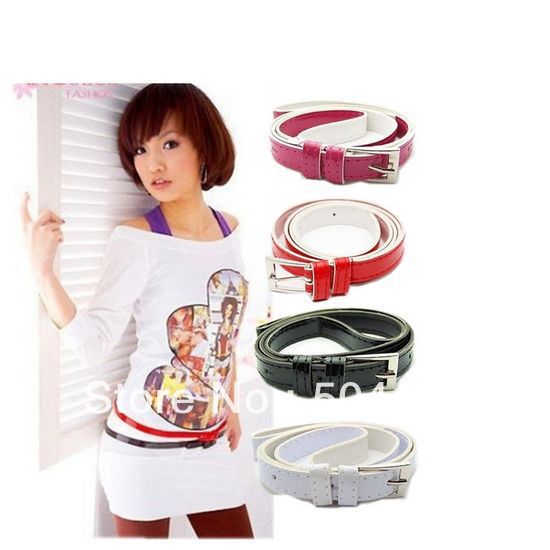 [C-444] 2013 Fashion Women's Cute Candy color PU leather Thin Belt