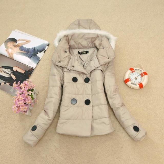 C-5 female autumn and winter wadded jacket cotton-padded jacket casual with a hood double breasted OL outfit intellectuality 0.6