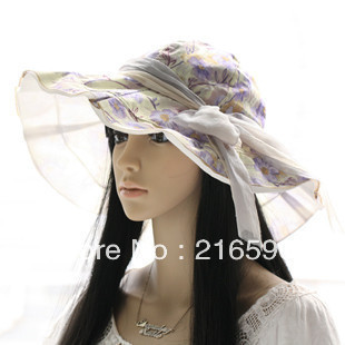 C&s style all-match fashion double layer bow flower sunbonnet fashion cap h159