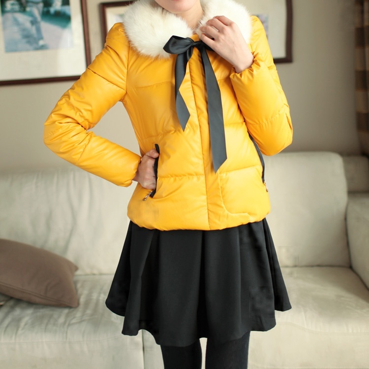 C-u1081 2012 women's fur collar glossy thickening short wadded jacket cotton-padded jacket 11 - 1