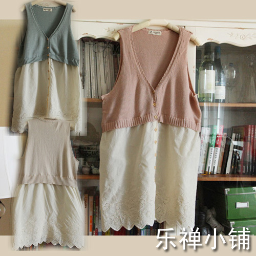 C001 long design embroidery sweep woven vest fresh 3 !