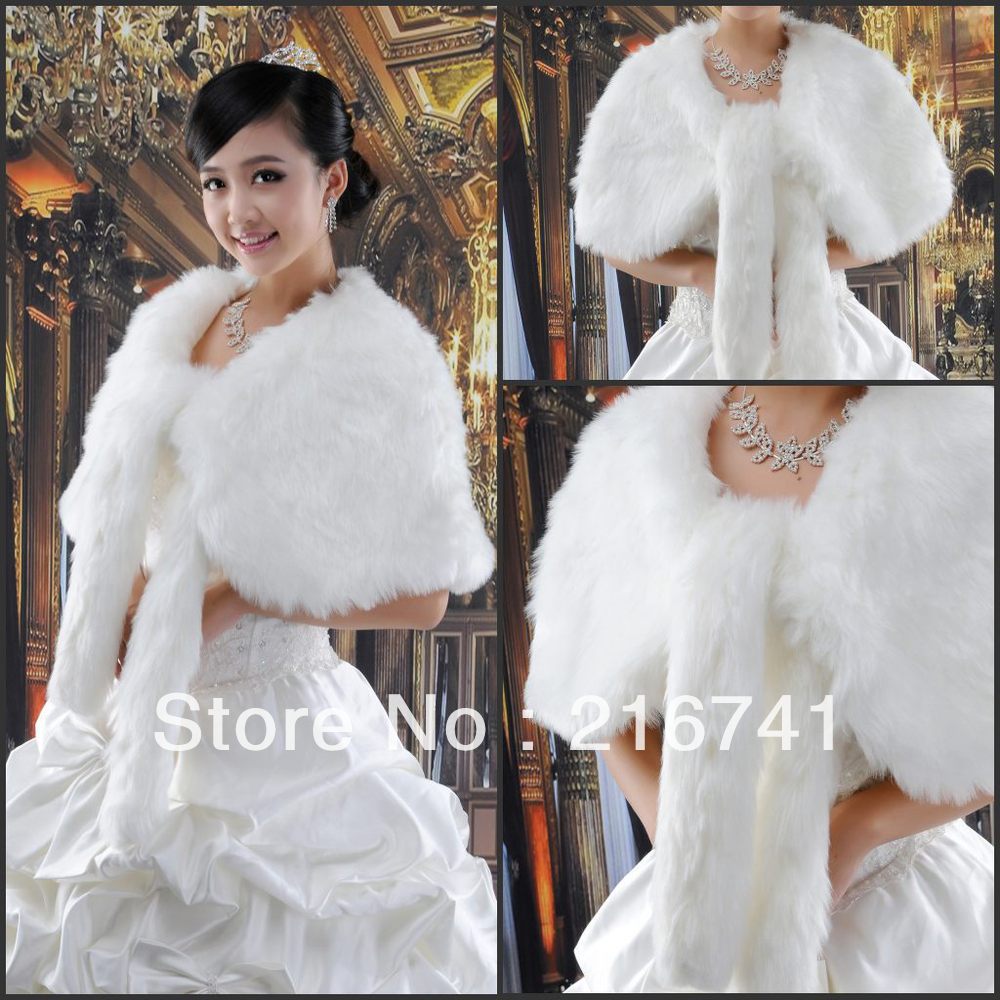 C005 Free Shipping Ivory Winter Bridal Wedding Dress Fur Wrap/Shawl/Coats/Bolero Shrug Shawl Best Price