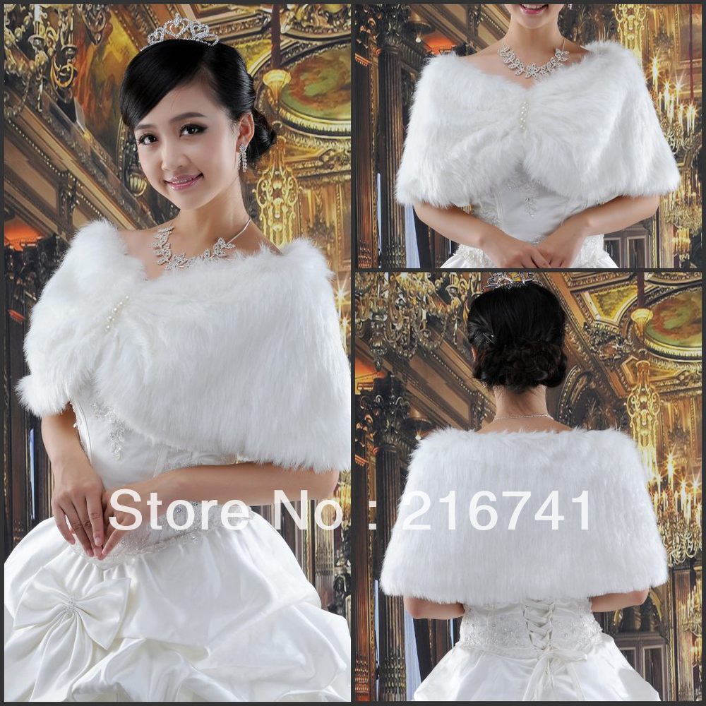 C006 Latest 2013 Hot Sale Good Elegant Faux Fur Wrap Shrug Bolero Coat Bridal Shawl For Wedding Dresses Wedding Accesories