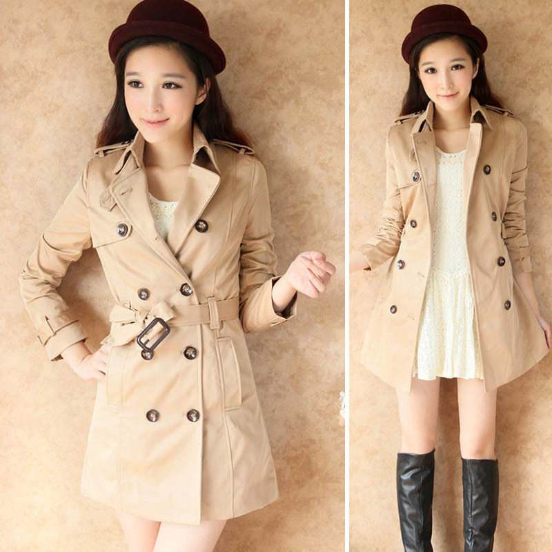 C062-369 female 2012 autumn formal double breasted medium-long spring and autumn trench outerwear
