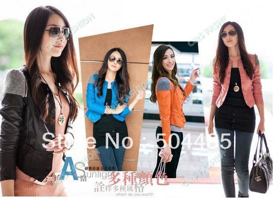 [C109] Free shipping 2013 New Fashion Womens Korea Slim PU Jacket Ladies leather Jacket Coat Fur Clothing