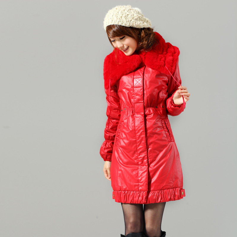 C1710004-1 yx fashion gentlewomen slim large fur collar wadded jacket , Free Shipping