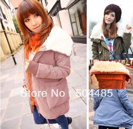 [C196] 2013 Women's Fashion Big Lapel Winter Warmer Lambs Coat Wool Jacket Outwear free shipping