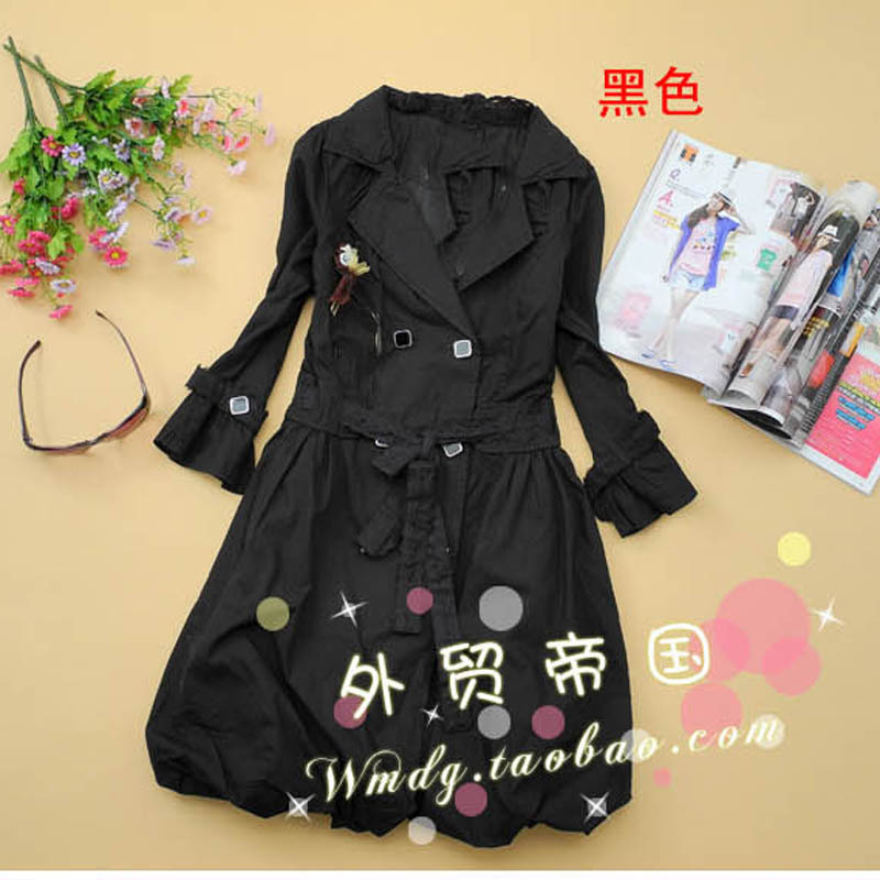 C203-582 female 2011 spring and autumn slim lace three quarter sleeve trench outerwear long design