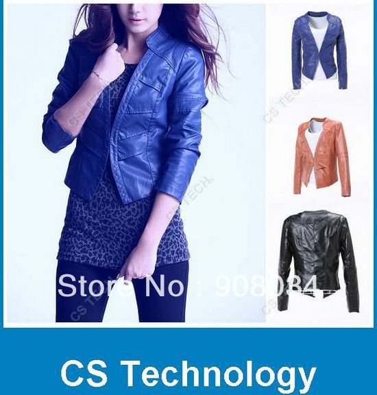 [C214] 2013 New Lady's Long Sleeve Suits small Jacket Fashion Leather Women's Coat Free Shipping