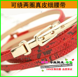C46 serpentine pattern genuine leather all-match women's hairline circle thin belt cowhide strap belly chain