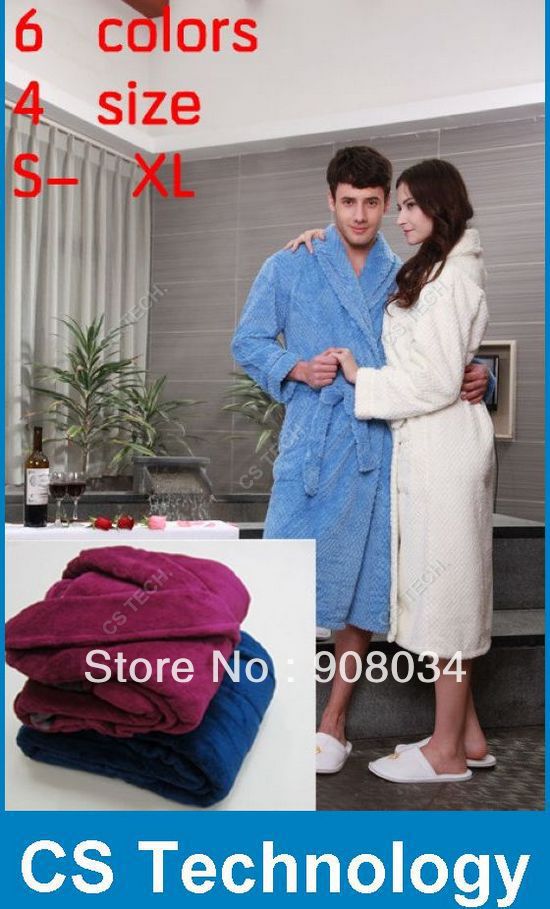 [C475] 2013 soft coral fleece robe sleepwear bathrobe bathrobes male Women lounge chromophous ,Free shipping