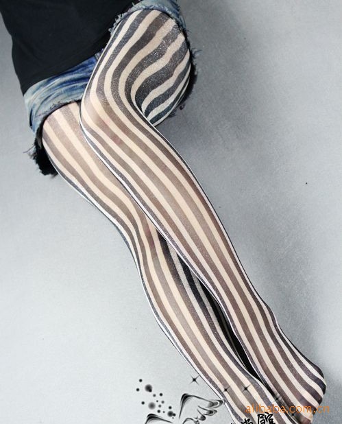 C702012 Fashion Stripes Leggings Pantyose Sexy  Tights  Silk Stockings Socks For Women