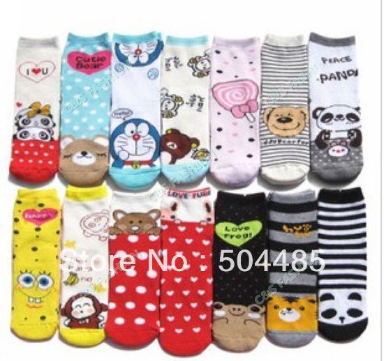 [C74] 2013 10pairs/lot,free shipping,casual socks cartoon women's socks wholesale