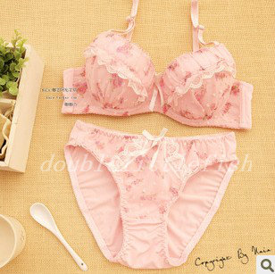 C897 small fresh chiffon lace push up sexy underwear bra set