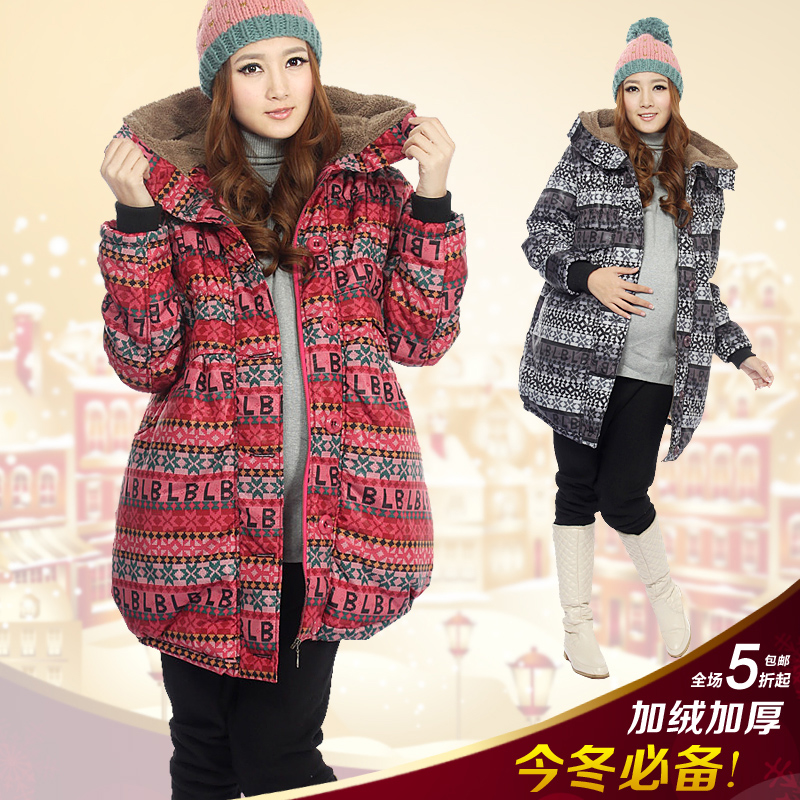 Cad for brucellosis maternity clothing winter maternity wadded jacket outerwear plus velvet thickening maternity cotton-padded