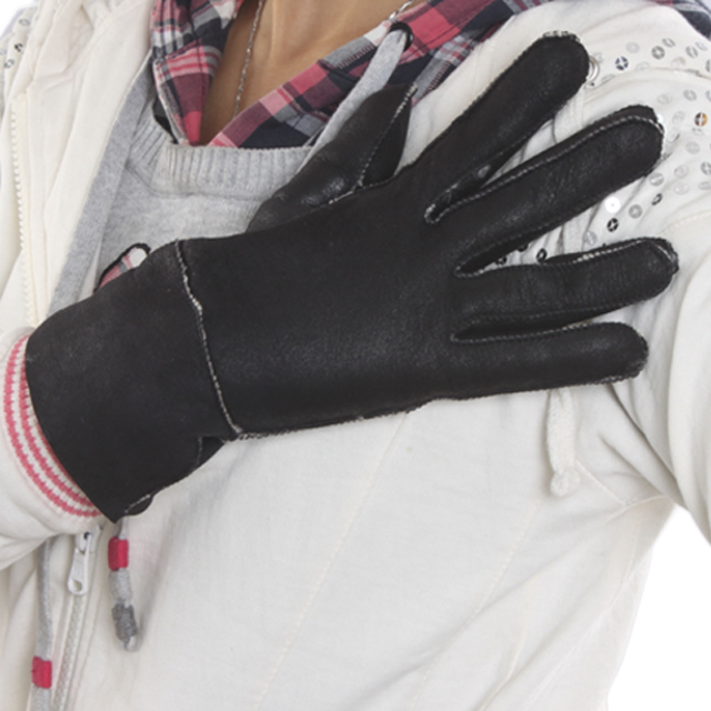 "cady-s" Genuine leather gloves winter thermal women's one piece cold-proof fur gloves women's