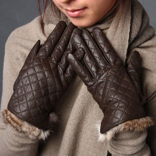 "cady-s" Sheepskin genuine leather gloves women's autumn and winter thermal plaid fashion thickening