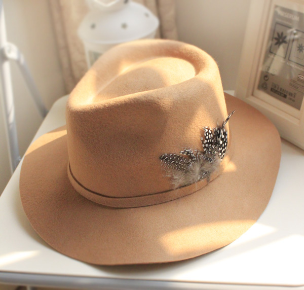 Camel feather woolen fedoras female new arrival high quality