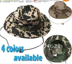 Camouflage Military Boonie Sun Fishing Wide Brim Bucket Camping Hunting Hat ,10pcs/lot,free shipping