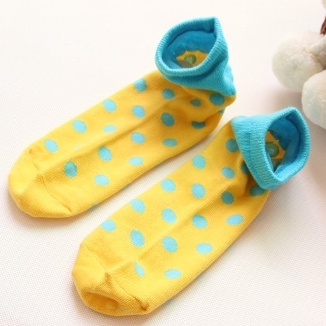 Candy color 100% cotton socks dot polka women ankle socks free shipping