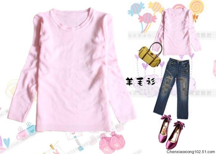 Candy color all-match long-sleeve crew neck basic sweater basic shirt (WC008)