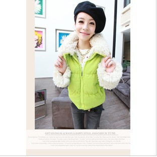 Candy color berber fleece patchwork thermal cute coat wadded jacket cotton-padded jacket short design winter Women free shipping