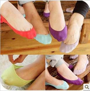 Candy Color Boat Socks Non-slip Invisible Boat Socks 12Pcs/lot Free Shipping OW92