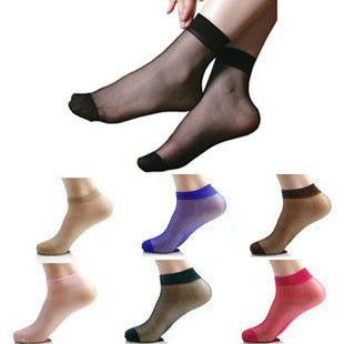 Candy color crystal socks sock ultra-thin full transparent female Core-spun Yarn staple fiber socks