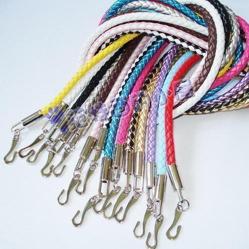 Candy color faux leather strap PU belt knitted rope belly chain 14 30g