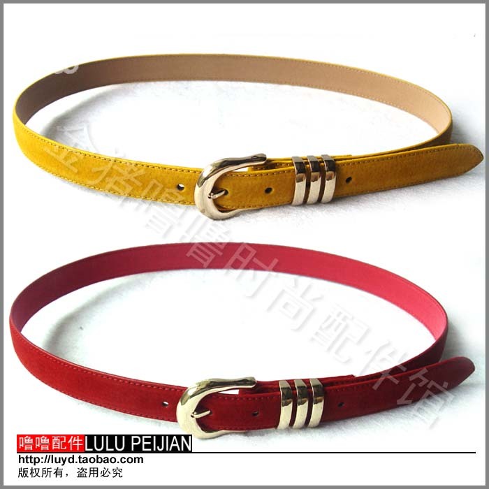 Candy color gold pin buckle genuine leather belt strap women's all-match fashion decoration belt cronyism