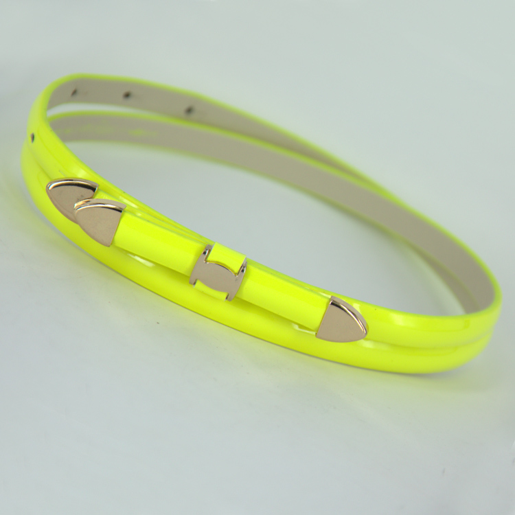 Candy color japanned leather thin belt beautiful small strap women's belt female Free shipping by CPAM