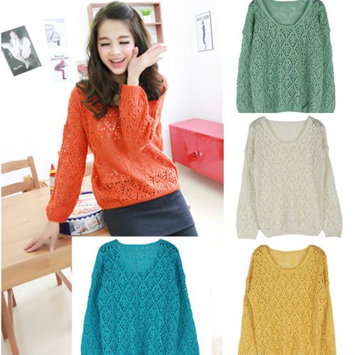 CANDY COLOR LONG SLEEVE CREW NECK JUMPER SWEATER 3611