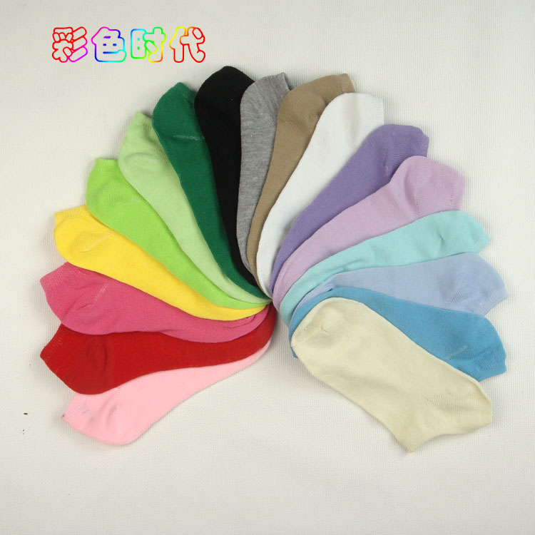 Candy color Men women's cotton socks solid color short socks multicolour sock slippers