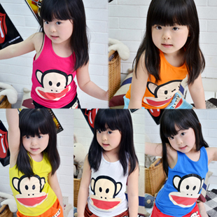 Candy color monkey knitted t-shirt vest 2013 summer children's clothing baby child girls child 4716