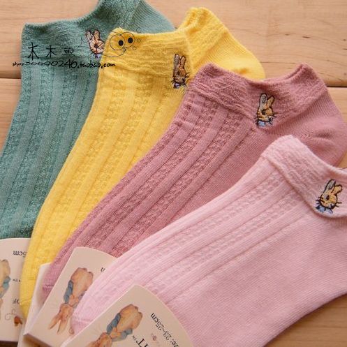 Candy color ! peter rabbit double female cotton socks female cotton sock slippers double