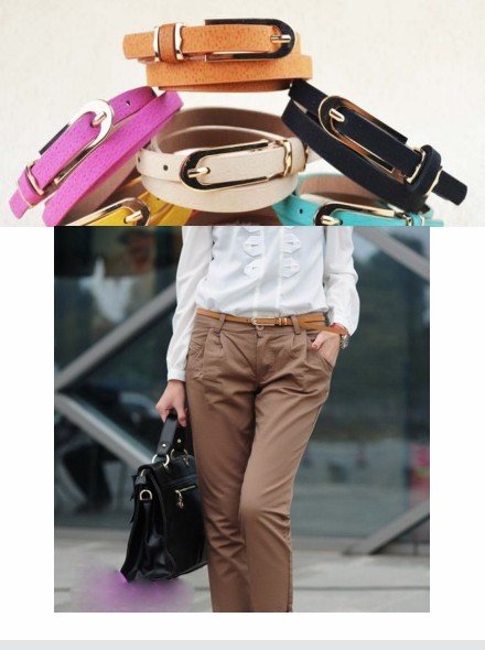 Candy color pig leather skinny belt,fashion lades' belt,Free shipping!
