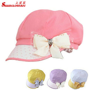 Candy color pink lace bow fashion hat sun-shading hat female
