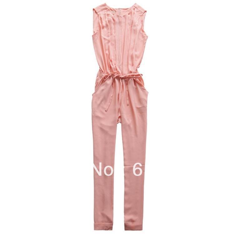 Candy Color Retro Drawstring Jumpsuit