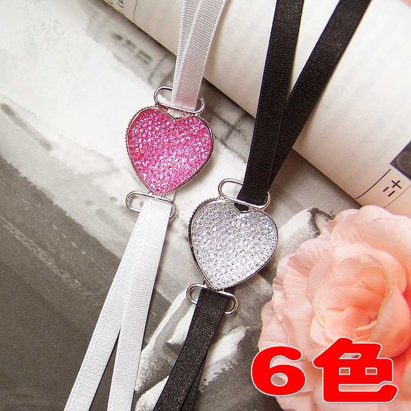 Candy color solid color bling crystal heart adjustable elastic underwear bra straps bra belt back cross shoulder strap