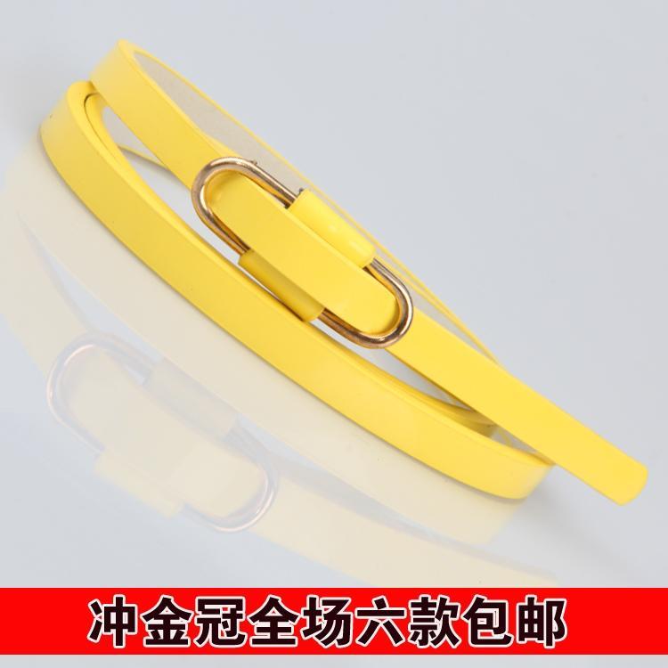 Candy color thin belt japanned leather brief slipping women's belt decoration strap accounting clothing