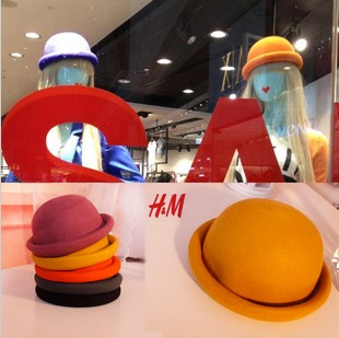 Candy color vintage fashion decoration fedoras pure wool dome roll-up hem fashion cap