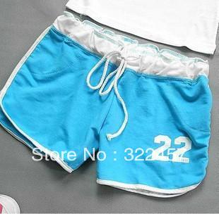 Candy Color Woman Home Casual Beach Pants/Cotton Hot Shorts Sports Pant Swimming Trunks Front and Back Printed "22" 9 Colors