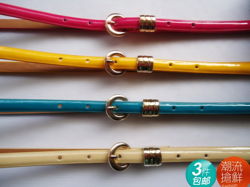 Candy color women's belt spring and summer fashion all-match japanned leather strap drawing abdomen belt tiebelt summer