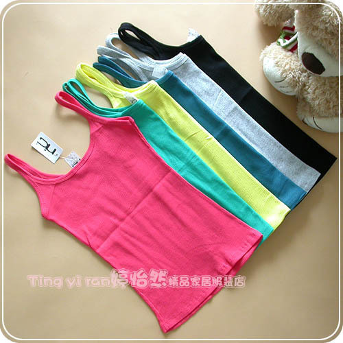 Candy color women's spaghetti strap vest 100% cotton women's all-match basic spaghetti strap vest 8034