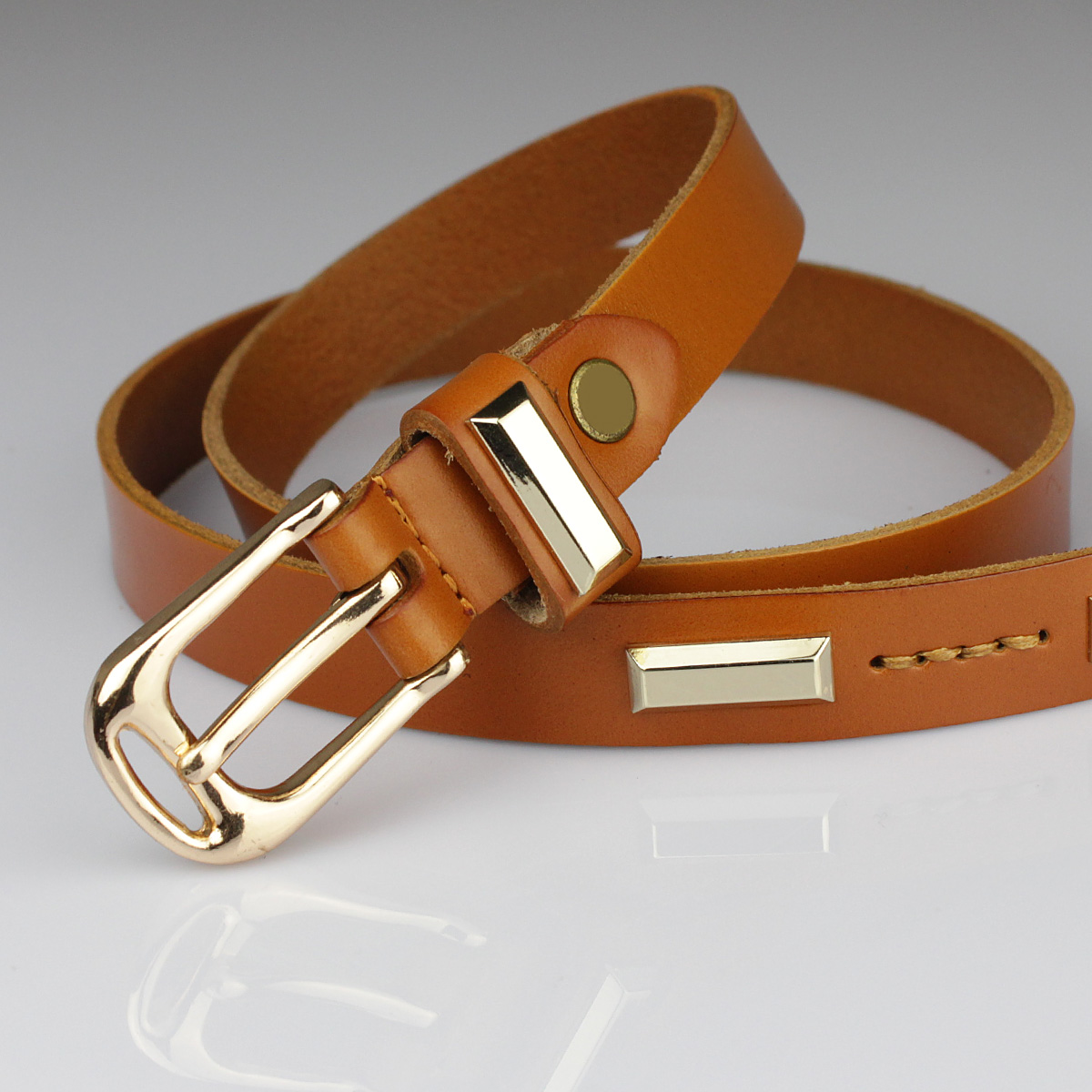 Candy color women's strap woven thread female genuine leather cowhide belt female