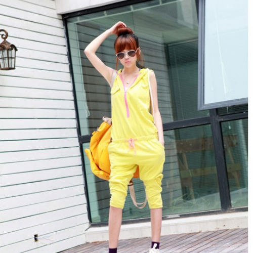 Candy Color Womens Jumpsuits Fashion 2013 Lady casual jumpsuit pants female trousers Free Shipping Yellow Color